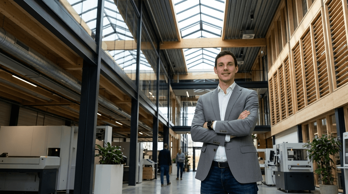 Ruud Lenderink in een duurzaam gerenoveerd bedrijfspand